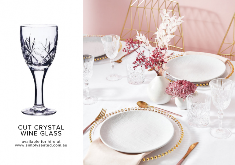 table setting with crystal wine glass