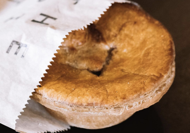 pie in a paper bag from the pie tin