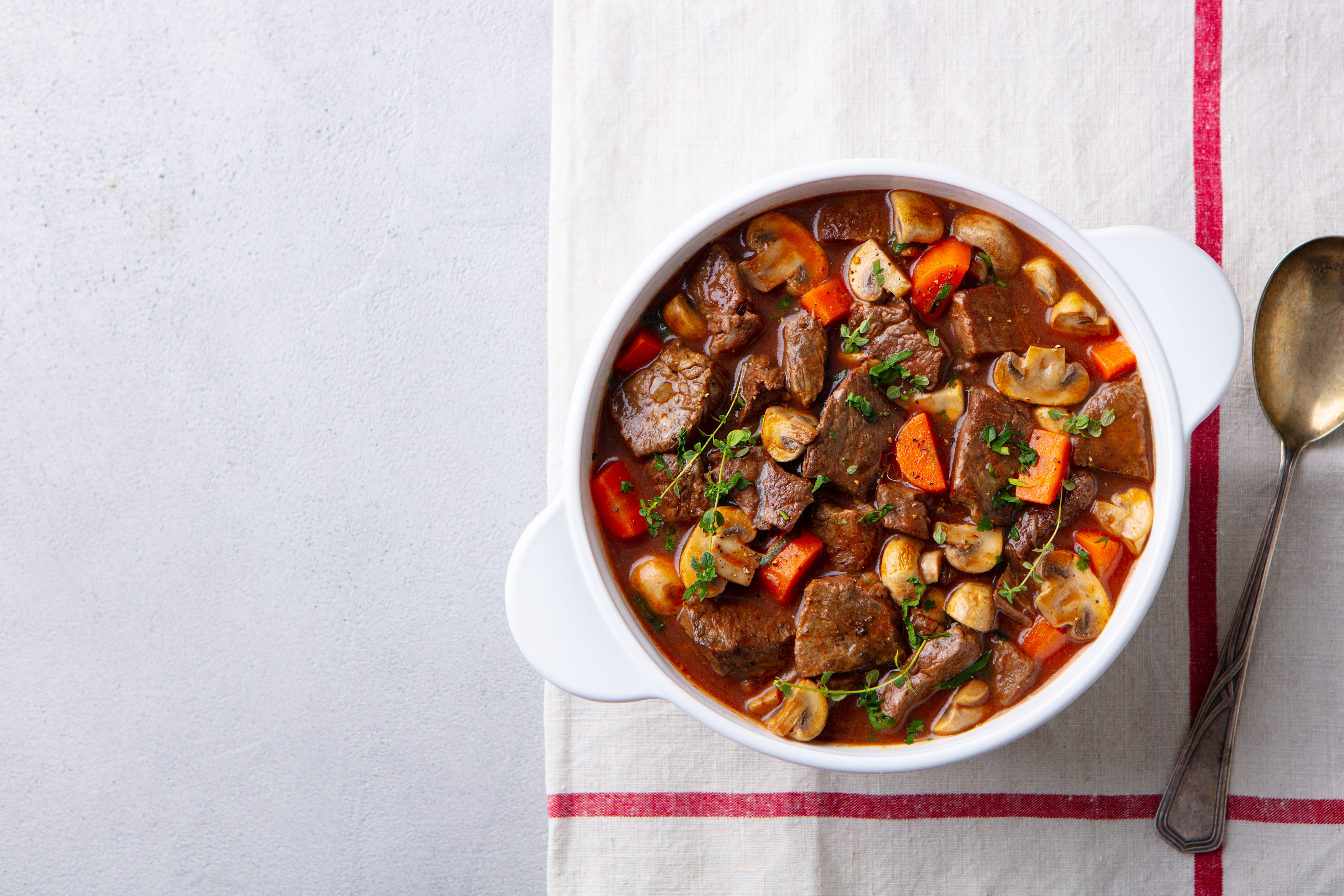 Beef bourguignon stew with vegetables